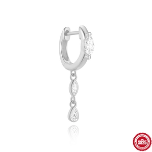 S925 sterling silver drop earrings featuring marquise and teardrop cubic zirconia gems