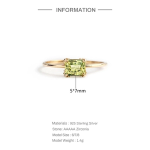 Details für 925 Silberring mit 5x7mm smaragdgrünem Zirkonia-Stein und Spezifikationen