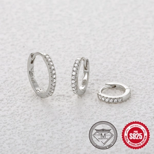 Set of 3 S925 sterling silver moissanite hoop earrings in 6mm, 8mm, and 10mm sizes