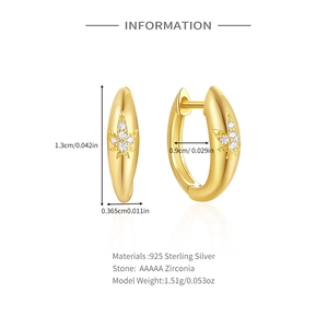 Macro detail of gold S925 sterling silver hoop earrings with AAAAA zirconia leaf pattern