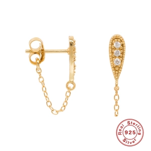 925 Sterling Silber Zirkonia Wassertropfen Kette Ohrhänger Für Damen Gold Platin Überzogen Minimalistisch Ohrfäden Schmuck