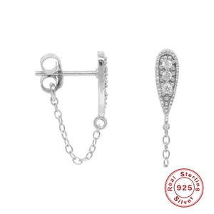 S925 Sterling Silber Tropfenkette Ohrringe mit Zirkonia im minimalistischen Stil