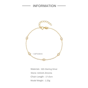 Detalles de la pulsera de plata de ley 925 con piedras de circonita de 3,8 mm