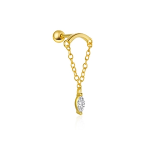 Details von s925 Silber Goldkette Ohrring mit Marquise-Zirkonia und Schraubverschluss