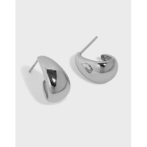 925 Sterling Silver Minimalist Geometric Oval Waterdrop Stud Earrings For Women Korean Style High Polished Smooth Gold Silver Jewelry
