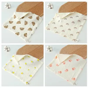 Soft cotton gauze baby handkerchief set with cute animal and fruit patterns