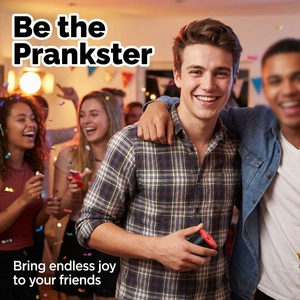 Friends having fun at a party using the Le Tooter fart noise maker prank device