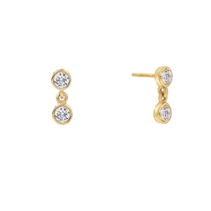 Vertical drop earrings featuring two brilliant-cut round cubic zirconia in 925 silver