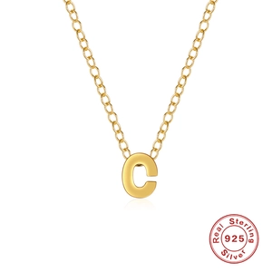 Collana con ciondolo iniziale C in argento sterling 925 dorato con catena O lucidata