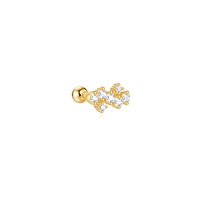 Vue détaillée d'une boucle d'oreille en argent S925 avec zircons et fermoir à vis doré