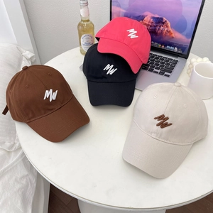 Classic embroidered MW logo cotton baseball caps in brown black pink and beige