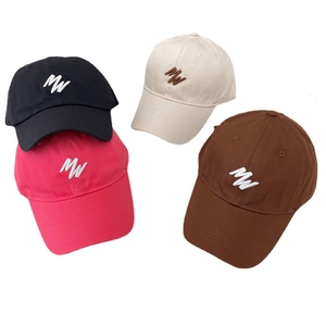 Classic cotton baseball cap with MW letter embroidery in black beige pink and brown