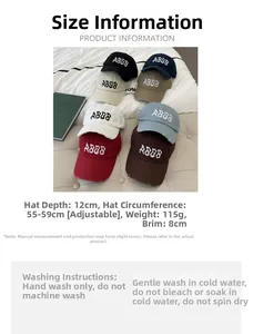Detailed view of assorted baseball caps with AB08 embroidery in multiple color options