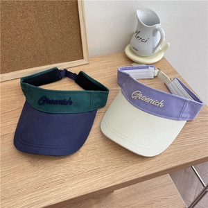 Women's color block open top sun visor with Greenich embroidery for outdoor running