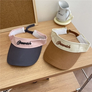 Women's outdoor sun visor hat with Greenish embroidery and long brim for sports