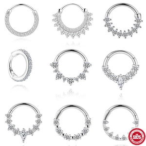 Moissanite 925 Sterling Silver Nose Ring Hoop Daith Septum Ear Cartilage Stud Earrings Piercing Jewelry For Women