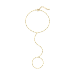 Cadena de mano minimalista en oro de 18 quilates con pulsera fina y anillo