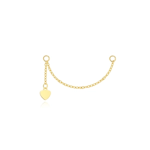 Detailed close-up of a delicate gold chain featuring a polished heart pendant and star charms