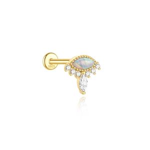 Detail von S925 Sterlingsilber Augen-Stecker mit Opal und Marquise-Kristall