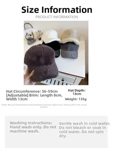 Size chart and washing guide for adjustable plush baseball cap for winter warmth