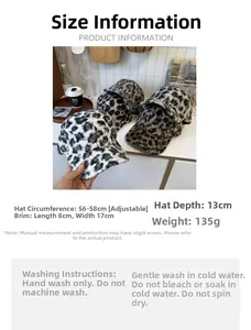 Guide des tailles et entretien pour casquette en peluche avec motif léopard chic