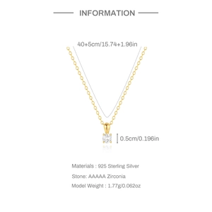 Detailweergave van S925 sterling zilveren gouden ketting met AAAAA zirkonia en afmetingen