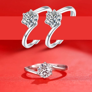 Classic 1-carat moissanite ring with elegant bypass band and six-prong setting detail