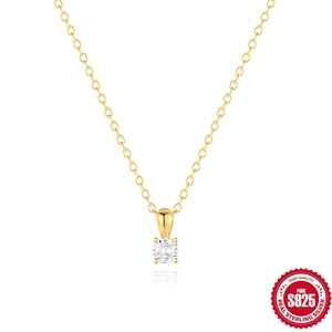 Minimalistische S925 zilveren vergulde ketting met fonkelende zirkoon hanger voor vrouwen