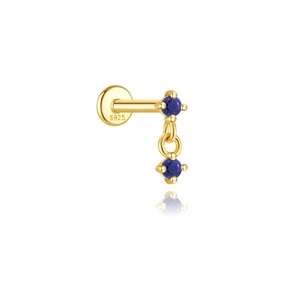Detailed view of the S925 sterling silver stamp on the gold-plated lapis lazuli earring