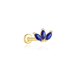 Macro view showing the S925 hallmark on the back of a gold clover leaf ear stud