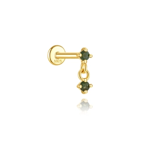 Detailansicht von S925 Sterlingsilber vergoldetem Labret mit natürlichen Moosachat-Steinen