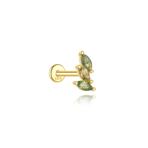 Makroaufnahme von S925 Sterling Silber vergoldet mit marquise Moosachat Edelsteinen