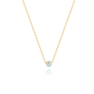 Minimalistische S925 Silber Halskette vergoldet mit rundem schillerndem Opal Anhänger
