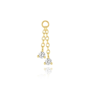 Dettaglio di pendenti per orecchini in argento S925 dorato con zirconi cubici