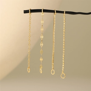 Detailed close-up of four gold S925 silver jewelry chain styles for DIY jewelry making