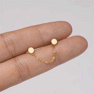 Detailed view of 925 sterling silver chain earrings with a polished gold finish