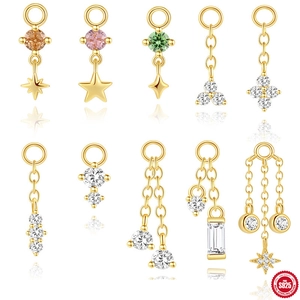 Ciondolo Stella in Argento Sterling 925 Zirconia per Orecchini Gioielli Fai da Te Donna Accessorio Geometrico Minimalista