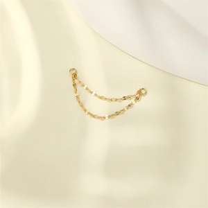 Detail of double-layer gold S925 sterling silver chain link with round connectors