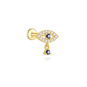 Makroaufnahme von S925 Silber Evil Eye Ohrstecker mit blauen und weißen Zirkonia Steinen