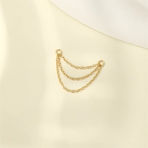 Close-up of triple-layer gold plated S925 silver box chain with open jump rings