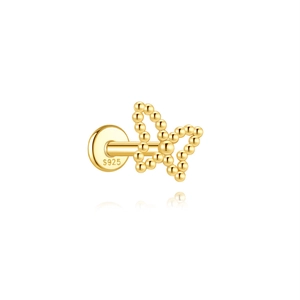 Detail of 925 sterling silver butterfly earring with S925 hallmark engraving