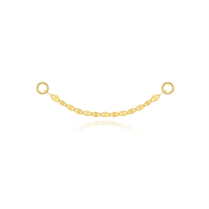Close-up of golden S925 sterling silver lip chain with round rings for jewelry making