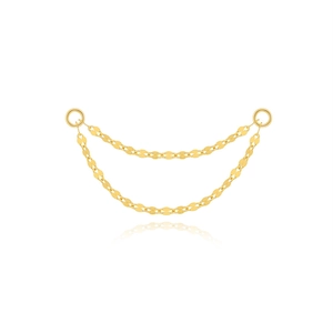 Close-up of double-layered gold S925 silver link chain accessory with round jump rings