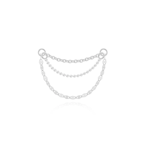 Detailed view of triple-layered S925 sterling silver chains for earring accessories