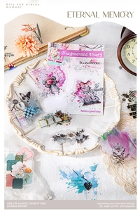 Vintage PET αυτοκόλλητα για scrapbooking με σχέδια λουλουδιών και πεταλούδων σε ροζ