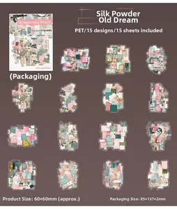 Λεπτομέρεια από 15 vintage αυτοκόλλητα PET για scrapbooking με φλοράλ σχέδια