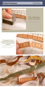 Detail van vintage meetlint tape gemaakt van waterdicht zelfklevend PET voor journaling