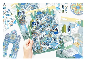 Macro shot of Mediterranean style Santorini architecture DIY stickers for scrapbooking
