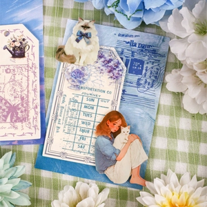 Retro Story DIY scrapbook stickers featuring cats and vintage girl illustrations