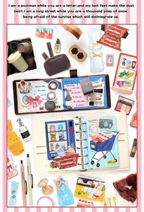 Plano cenital de pegatinas coloridas para manualidades con temas de belleza y ocio